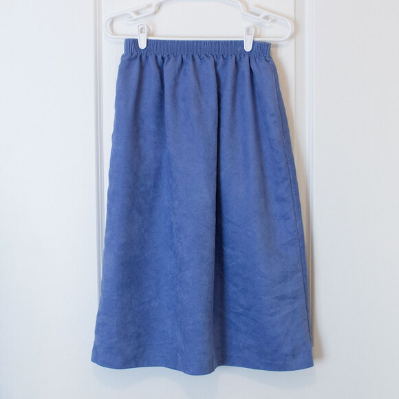Cottagecore VTG Skirt Faux Suede Cornflower Blue Midi Soft Knit | Light Summer - Picture 1 of 5
